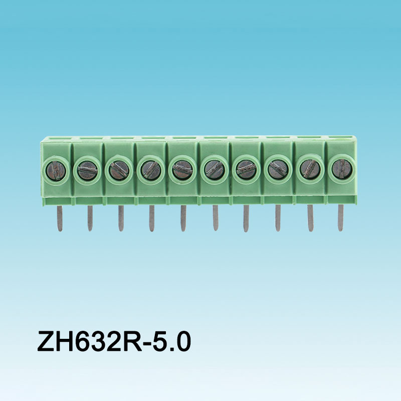 Borne à vis PCB à douille coudée verte